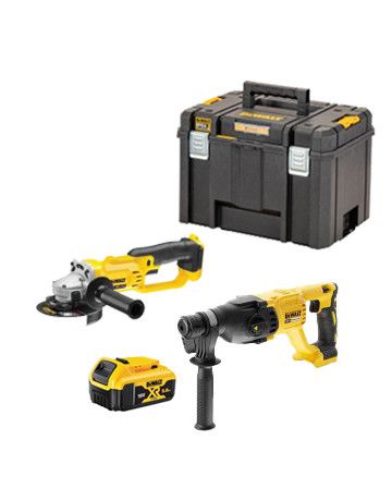 Dewalt DCK2027P2T 18V XR Set - DCH133 Electro-Pneumatic Hammer + DCG412 Grinder + Briefcase + 2 LI-ION 5.0 Ah Batteries