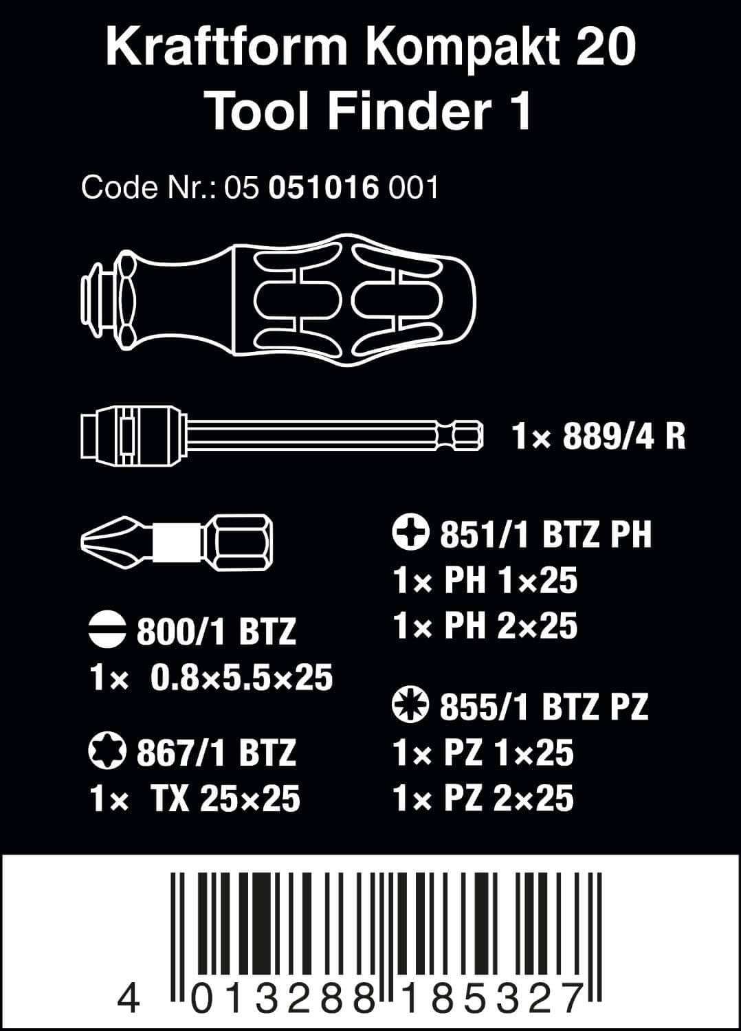 Set destornillador con puntas 7 piezas Kraftform Kompakt 20 Tool Finder 1 Wera 051016 WERA - 11