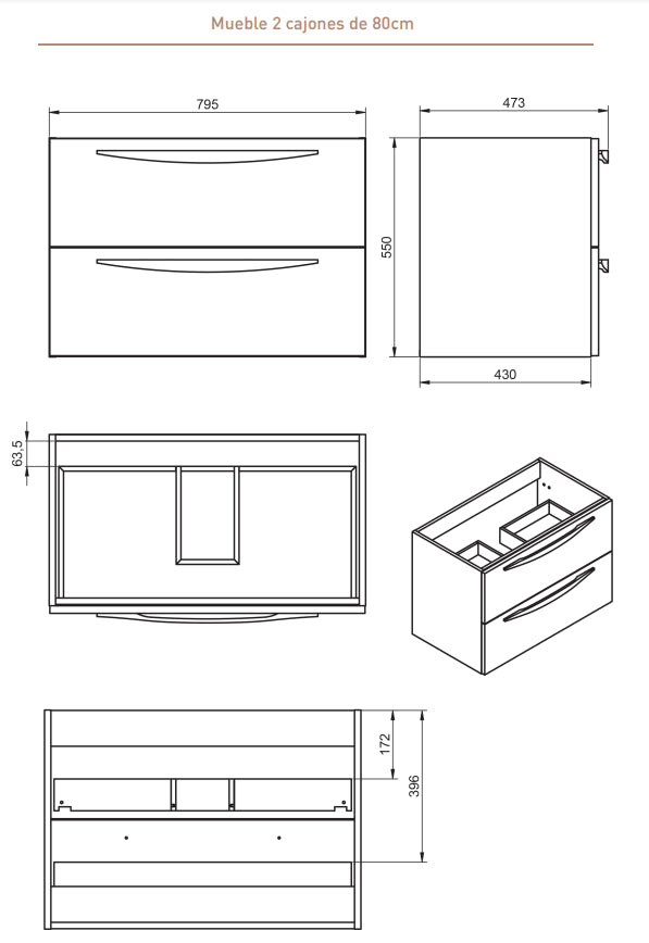 Conjunto de Baño Mueble ARCO + Lavabo ADA Avio VisoBath VISOBATH - 3