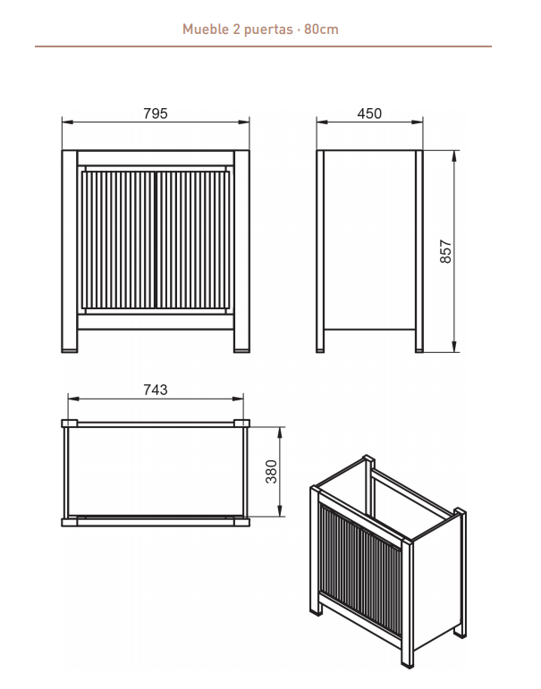 Mueble de Baño VEGA + Encimera 80 COLORS + Lavabo 40 Colors Avio VisoBath