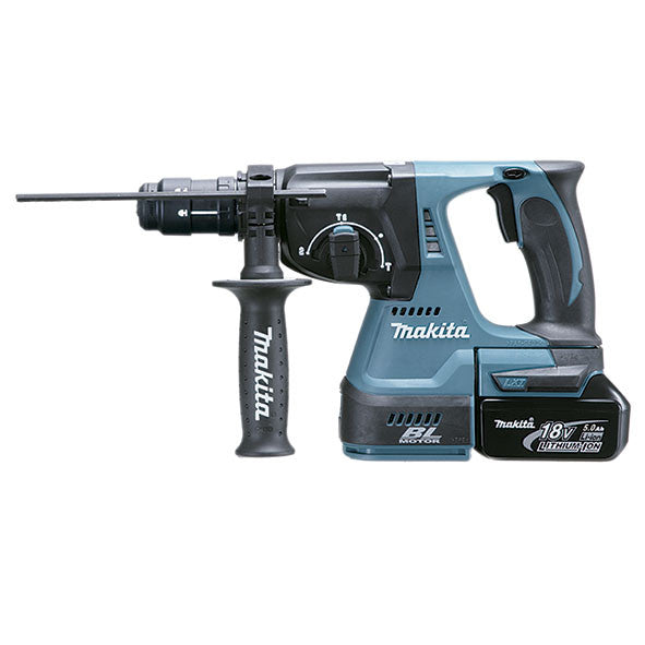 DGA504ZJ Grinder + DHR243RTJ 18V Light Hammer Combo Kit with 2 5.0Ah Batteries and DLX2125TJ1 Makita Cases