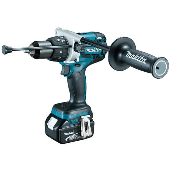 DHP481RTJ Hammer Drill Combo Kit + DTW700Z 18V Impact Wrench with 2 5.0Ah Batteries and Makita DLX2480TJ2 Case