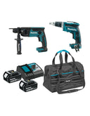 Makita 18V Plasterboard Combo: Pladur DFS452 Screwdriver + DHR165 Light Hammer + 2 3.0Ah batteries + bag