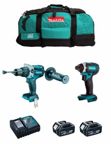 Kit Makita DHP486 Hammer Drill + DTD152Z Impact Screwdriver + 2bat 5Ah + charger + LXT600 DLX2488BL2 bag