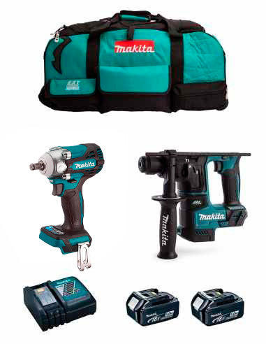 Makita Kit Impact Wrench DTW285 + Hammer DHR171 + 2bat 5Ah + charger + bag LTX600 DLX2281BL2