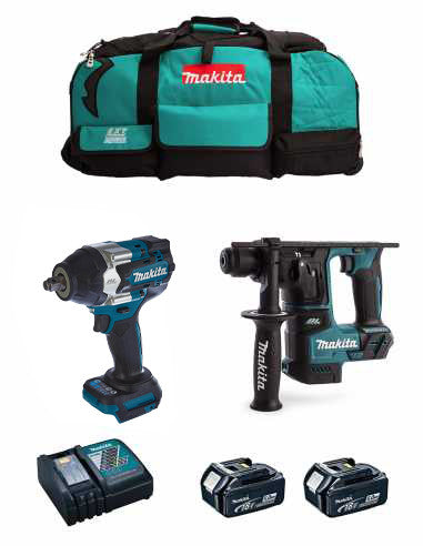 Makita Kit Impact Wrench DTW700 + Light Hammer DHR171 + 2bat 5Ah + Charger + Bag LXT600 DLX2771BL2