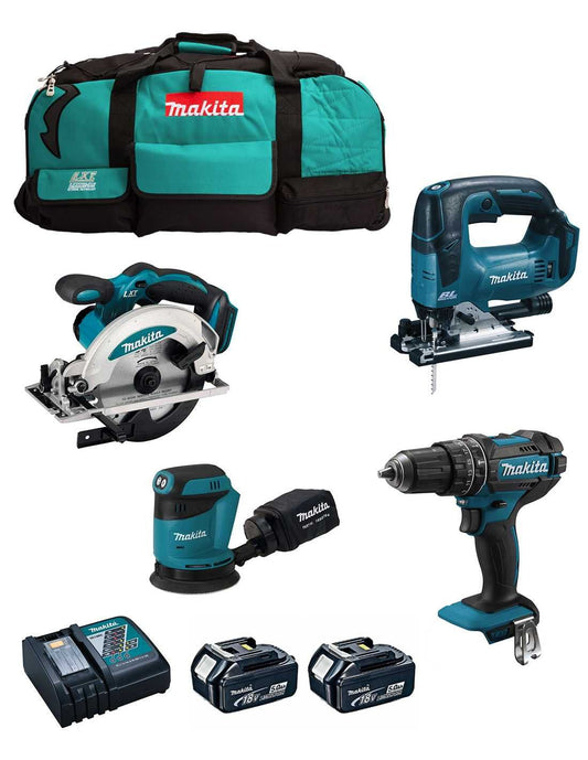 Kit Makita 4 herramientas + 2bat 5Ah + cargador + bolsa LXT600 DLX4610BL2