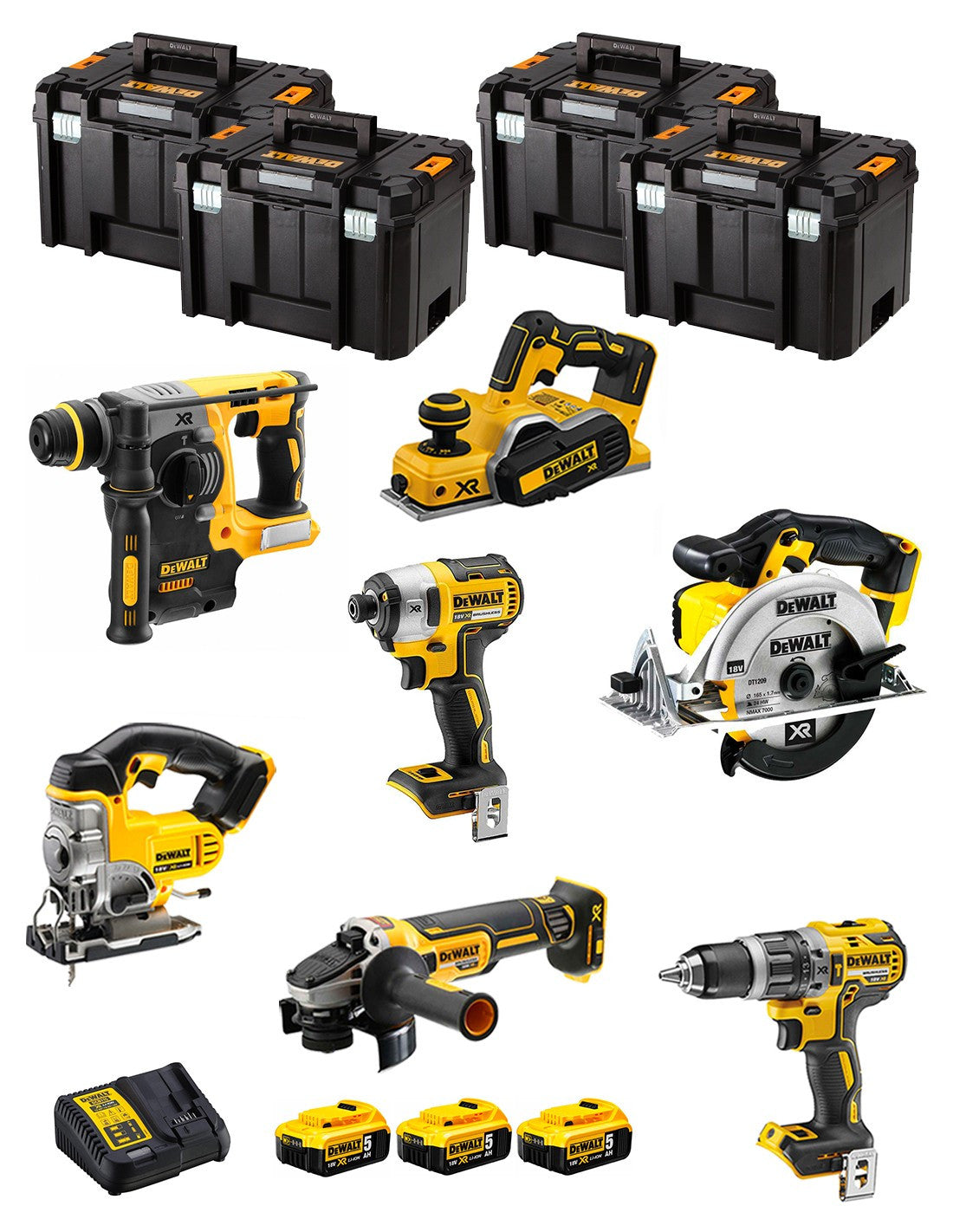 Dewalt Kit 7 tools + 3 bat 5ah + DCB115 Charger + 4xTstak VI Kit DCK780P3