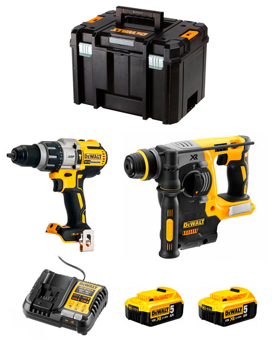 Dewalt DCD996 Hammer Drill Kit + DCH273 Electro-Pneumatic Hammer + 2bat 5Ah 18V + charger + TSTAK VI DCK273P2