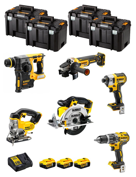 Kit Dewalt 6 herramientas + 3 bat 5ah + Cargador DCB115 + 4xTstak VI Kit DCK691P3