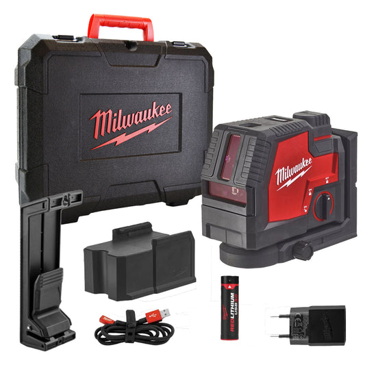 Nivel láser verde de 2 líneas i plomada REDLITHIUM USB Milwaukee L4CLLP-301C MILWAUKEE - 1