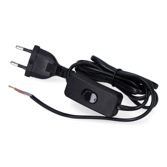Conexión con interruptor 3A 1,5m 2x0,75mm manguera plana negra EDM