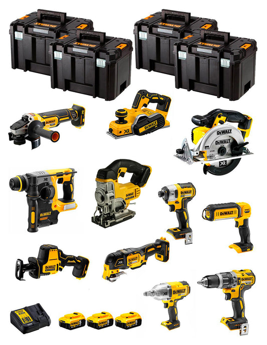 Dewalt Kit 11 tools + 3bat 5Ah + DCB115 Charger + 4xTSTAK DCK111P3