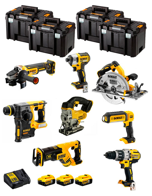 Kit Dewalt 8 herramientas + 3 bat 5ah + Cargador DCB115 + 4xTstak VI Kit DCK870P3