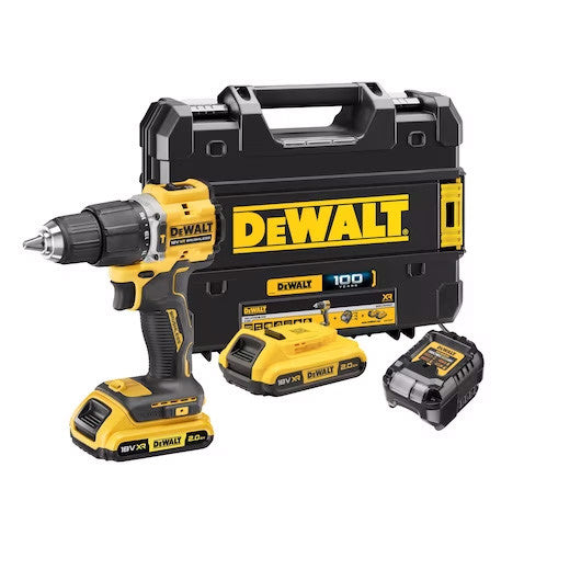 Taladro Percutor XR 18V Edición limitada 100 Años con 2bat 2Ah + Maletín Dewalt DCD100YD2T