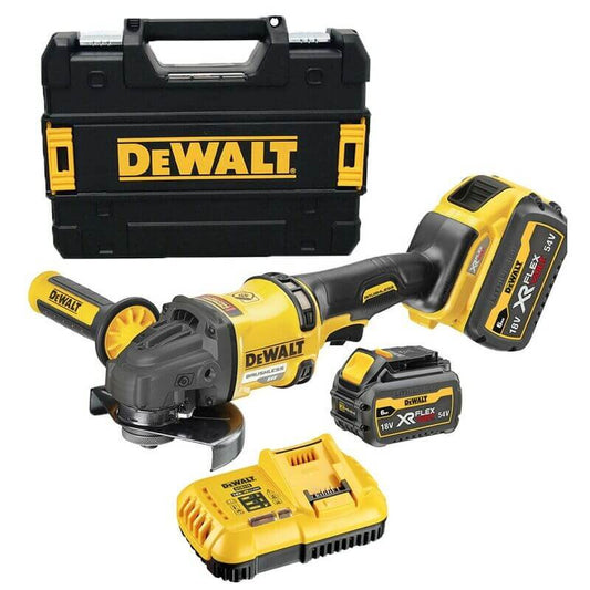 Mini-amoladora sin escobillas XR FLEXVOLT 54V/18V 125mm con 2 baterías 6Ah y maletin Dewalt DCG418T2