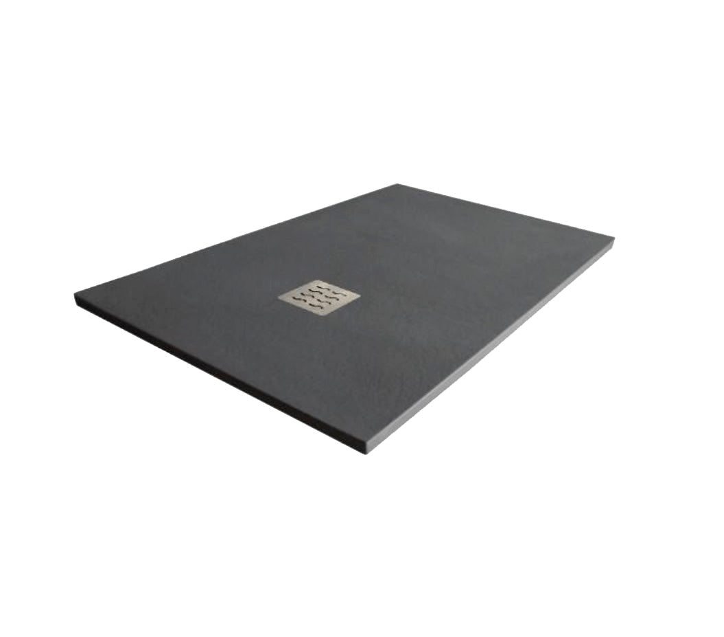 Premium shower tray with natural slate texture with drain 80x140cm