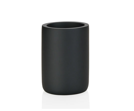 Matte black polyresin toothbrush holder Ø7×10 cm Andera House