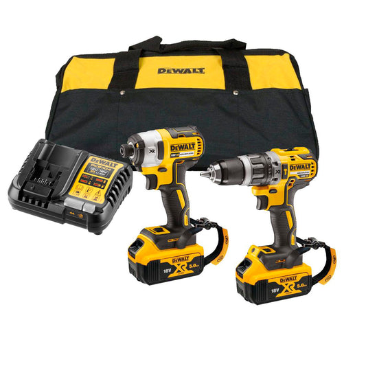 Set Hammer Drill + Impact Screwdriver + 2Bat 18V 5Ah + Charger + Tool HoldersDewalt DCK266P2LR 18V ​​XR BL KIT LANYARD READY