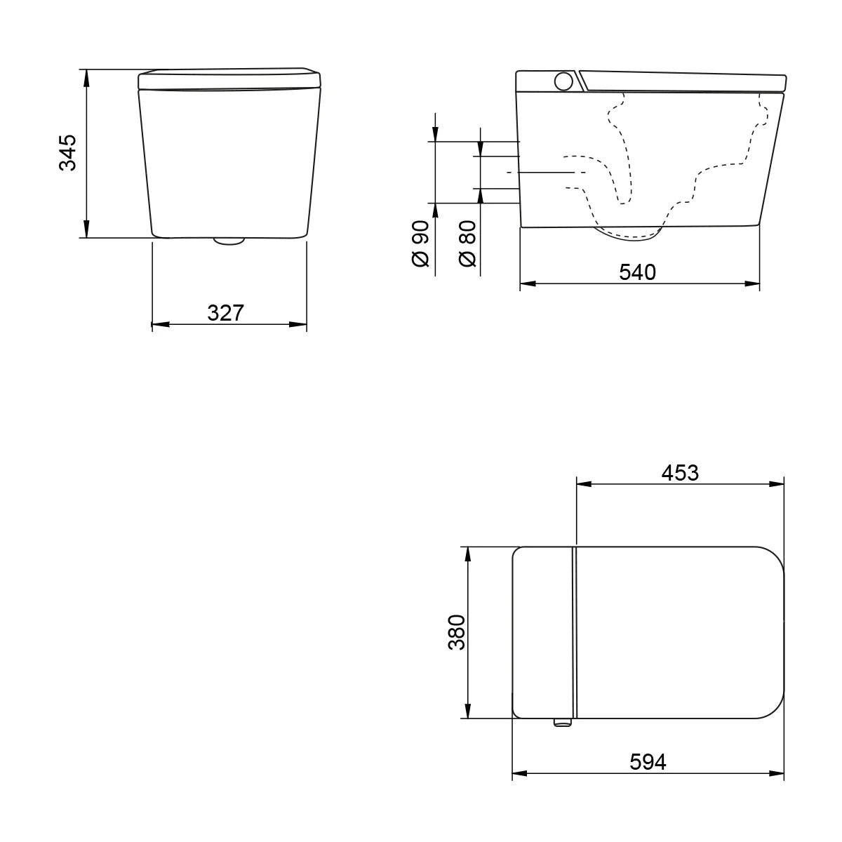 Inodoro Japonés con Smart Cleaning Mizubath Isla Suspendido Blanco